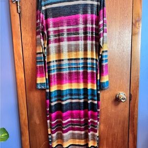 GoodtimeusaVibrant metallic striped Long Sleeve maxi dress. 2X